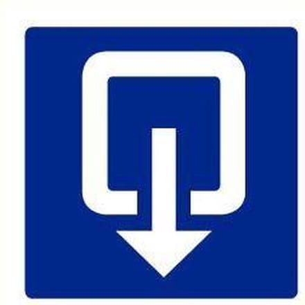 Uitgang sticker, blauw wit 100 x 100 mm