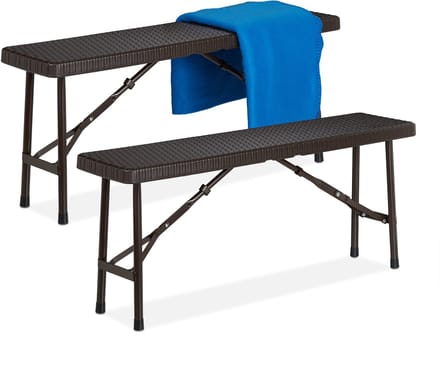 bierbank set van 2 - inklapbaar - kunststof - 42 x 100 x 25 cm - bruin