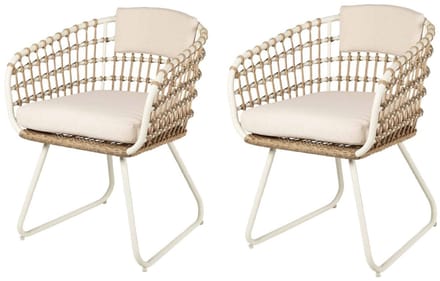 set van 2: Casa – Eetkamerstoel ‘Bones’ 80 x 62 x61cm – zand