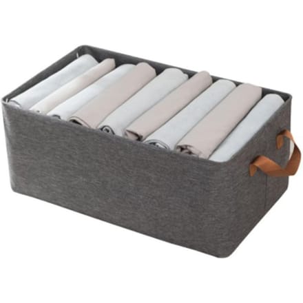 Clothes Storage Bin Foldable Cationic Clothes Organizer with Handle for Bedroom Closet Gray white