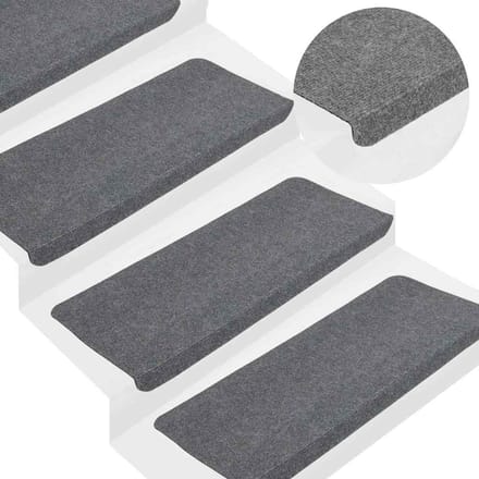 vidaXL - Trapmatten - zelfklevend - 15 - st - 65x24,5x3,5 - cm - grijs