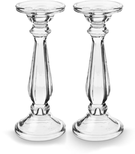 vtwonen Kandelaar Set van 2 - Kaarsenhouder van Glas - Transparant - 9.9x25cm