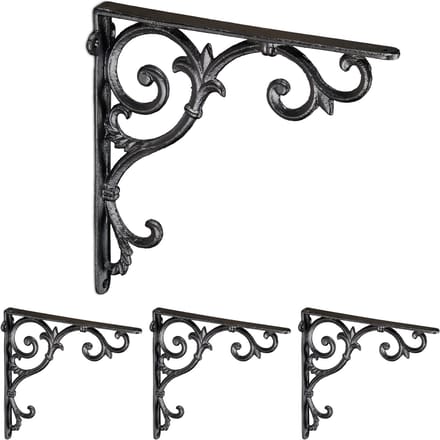 4x plankdrager antiek - set - schapdragers - plankendragers - gietijzer - zwart