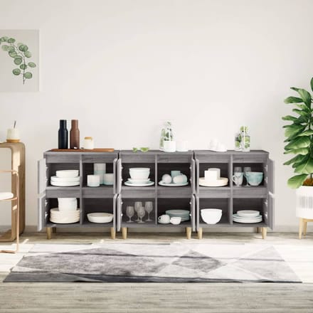 vidaXL - Dressoirs - 3 - st - 60x35x70 - cm - bewerkt - hout - grijs - sonoma - eikenkleur