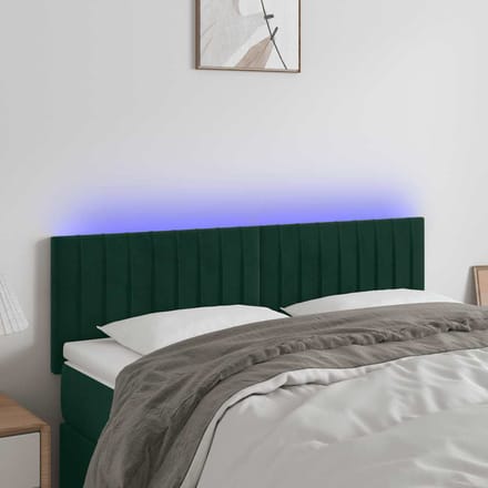 vidaXL - Hoofdbord - LED - 144x5x78/88 - cm - fluweel - donkergroen