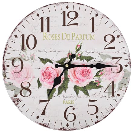 vidaXL - Wandklok - vintage - stijl - 30 - cm - bloemen