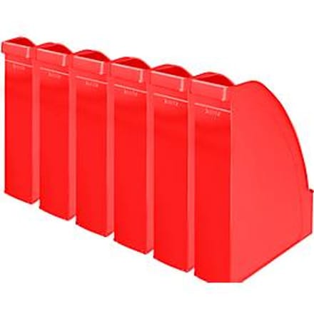 LEITZ® tijdschriftenhouder 2476, rugbreedte 70 mm, polystyreen, 6 stuks, rood