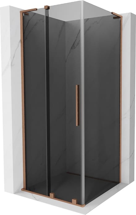 Mexen Velar L schuifdouchecabine 100 x 100 , grafiet, geborsteld koper - 871-100-100-43-65