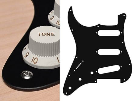 Boston SL-113-BM pickguard, Stallion, standard, SSS, 3 pot holes, 3-5 switch, lefthanded, 1 ply, black matt