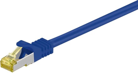 Goobay RJ45 netwerkkabel S/FTP (PiMF), 500 MHz, met CAT 7 ruwe kabel, blauw, 7,5 m, LSZH halogeenvrije kabelmantel, koper, RJ45-connector (CAT 6A)