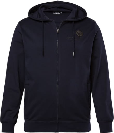 Men Plus - Heren - Trainingsjasje met capuchon print - Navy blauw - Maat L