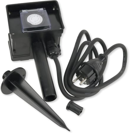 Tuincontactdoos 2-Voudig - Buitenstekker - Automatisch Sproeien - Geïntegreerde Timer - Zwart