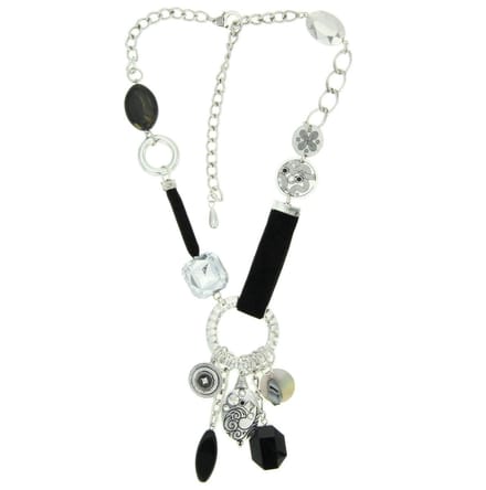 Behave Zilverkleurige ketting met velours