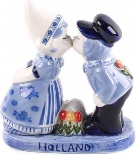 Kuspaar 10 Cm Met Tulpen Delfts Blauw - Souvenir