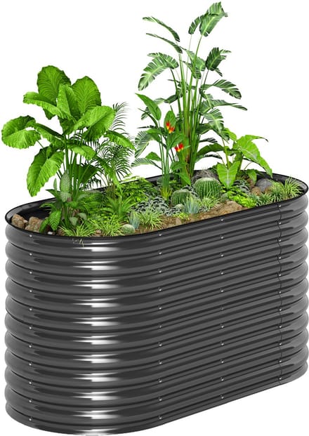 Outsunny verhoogde plantenbak - open vloer - donkergrijs