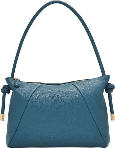 FOSSIL Leren Schoudertas Willa Leather Shoulder Bag Drizzle Blauw