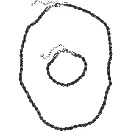 Urban Classics - Charon Intertwine Ketting en armband set - Zwart