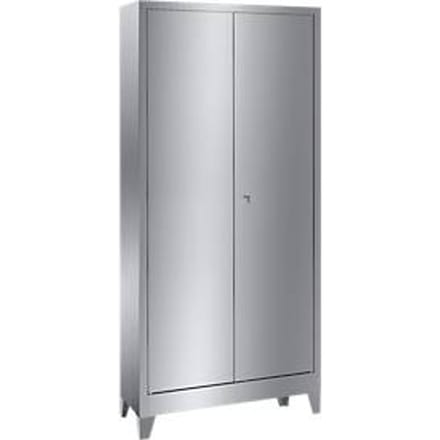 Rvs vitrinekast, 2-deurs, met 4 poten, B 1000 x D 400 x H 2000 mm