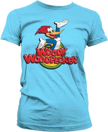 Woody Woodpecker Dames Tshirt -M- Classic Logo Blauw