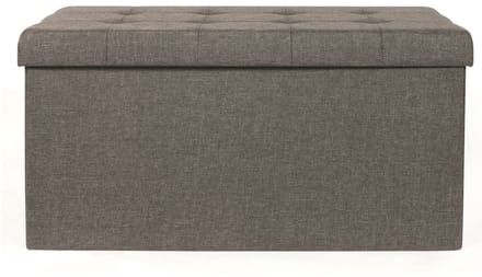 Home Deco - Poef/hocker Chique - opvouwbaar - stof - opbergbox - donkergrijs - polyester/mdf - 76 x 38 cm