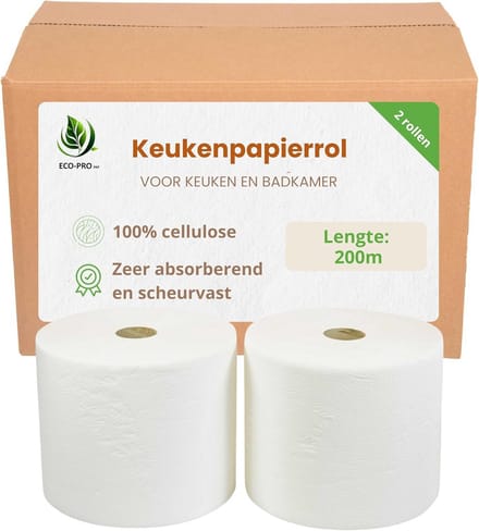 Extra Sterke Papieren Keukenrol van 200m - Zeer Absorberend en Scheurbestendig