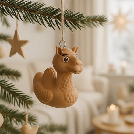 TheDuckSpecialist – Middelgrote Kameel Eend Kersthanger – 3D-geprint PLA Ornament – Grappige Kerst Decoratie