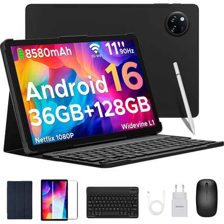 DOOGEE Tab A9 Pro+ Android 15-tablet, 11 inch, 30 GB RAM + 128 GB opslag/2 TB uitbreidbaar, octa-core, 90 Hz HD-display, 8580 mAh batterij, 5G wifi,