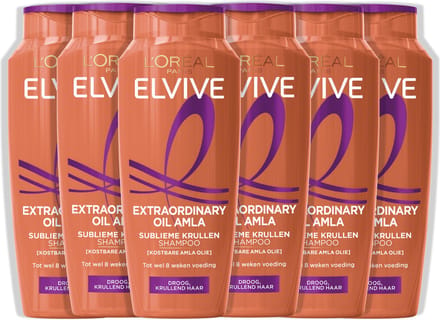 L'Oréal Paris Elvive Extraordinary Oil Amla Shampoo - Voor droog, krullend haar - Met kostbare amla olie - 6x 250ml