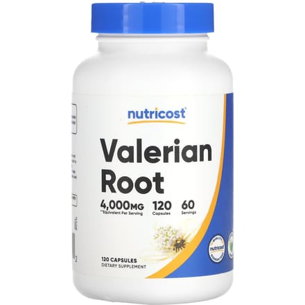 Nutricost, racine de valériane, 4 000 mg, 120 gélules (2 000 mg par capsule)