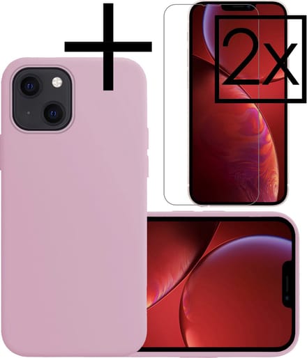 Hoesje - Met 2x Screenprotector - Geschikt voor Apple iPhone 14 Plus - Sterk & Shockproof - Back Cover - Siliconen Case - Telefoon Hoes - Lila