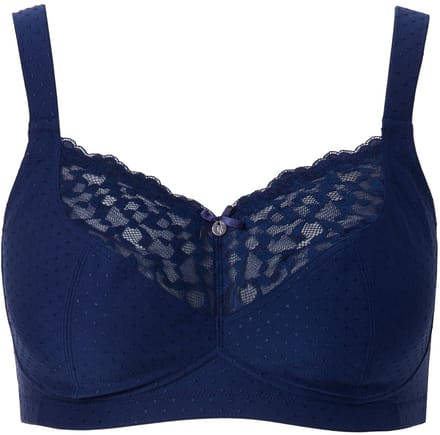 Ulla Popken - Dames - Comfortbeha kant zonder beugel - Nachtblauw - Maat 90C