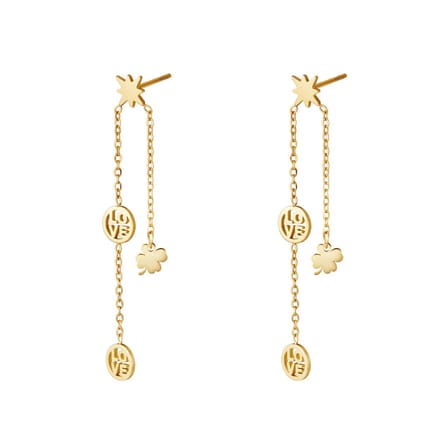 Oorbellen love and luck zilver