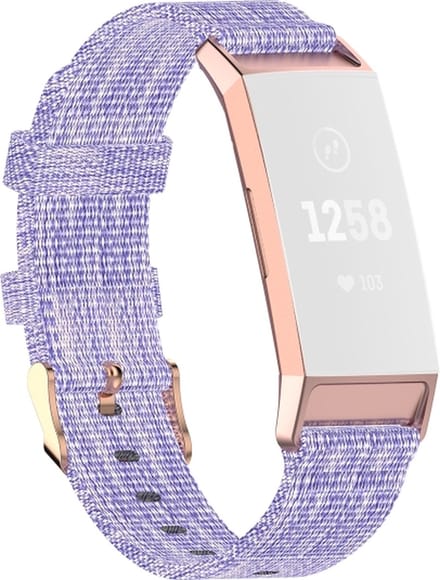 Nylon bandje - geschikt voor Fitbit Charge 3 / Charge 4 - lichtpaars