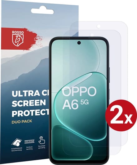 Rosso Screen Protector Geschikt voor Oppo A6 | Ultra Clear Duo Pack | TPU Folie | Case Friendly Beschermfolie | 2 Stuks