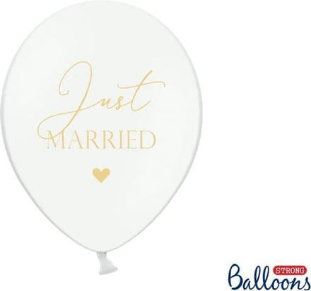 Pastel Ballonnen Bruiloft Puur Wit 'Just Married' - 6 Stuks
