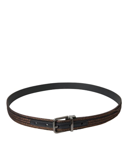 Metaalachtige Leren Riem Bruin