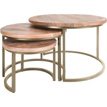 Home67 Salontafel set van 3 industriële salontafelset erjan goud