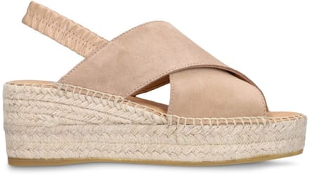 Manfield - Dames - Taupe suède sleehakken - Maat 39
