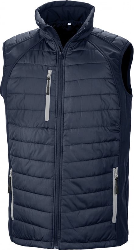 Black Compass gewatteerde softshell bodywarmer 'Result' Navy/Grey - XS