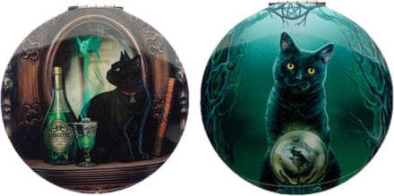 Set van 2 pocket mirrors , make-up spiegeltjes Lisa Parker met katten Ø7cm