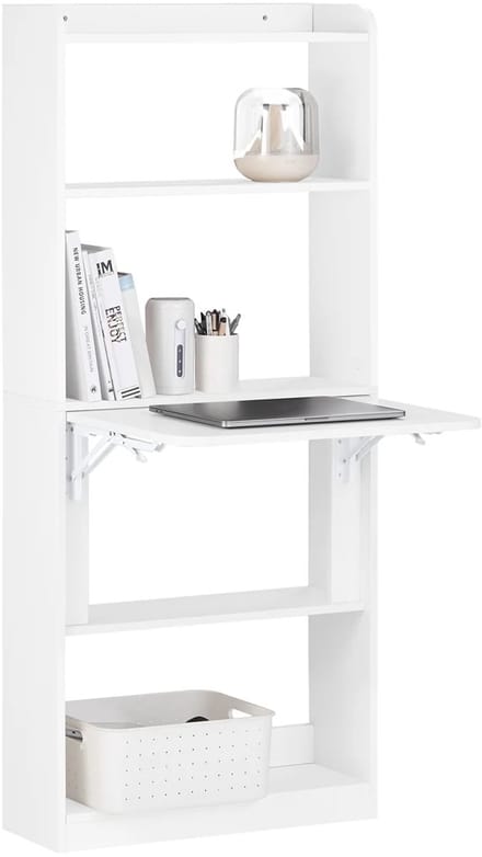 Inklapbaar Bureau – Computerbureau - Uitschuifbaar Bureau met Opbergruimte – Thuiswerk Bureau – Opklapbaar Bureau – Wit