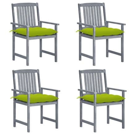 vidaXL - Tuinstoelen - 4 - st - met - kussens - massief - acaciahout - grijs