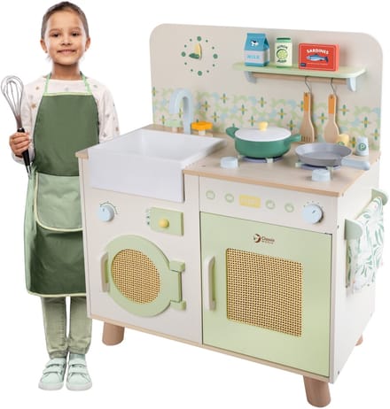 Classic World houten speelkeuken met accessoires - 14-delig speelgoed.