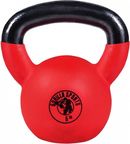 Gorilla Sports Kettlebell - Gietijzer - Vinyl - Gewicht - Rood - 6 kg