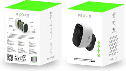 Rixus RXCM02 Wireless Battery Powered Security Camera - Accessoires - Webcam - Draadloos - Batterij Powered