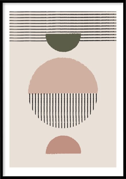 Poster Abstract Black Lines - 30x40 cm - Abstracte poster - Exclusief fotolijst – WALLLL