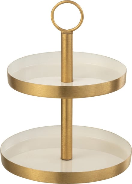 J-Line plateau 2 Niveaus Cake - taartplateau - metaal - wit/goud