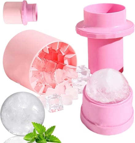 IJsbal Maker Mal - Siliconen Vriezer Vorm - Drankjes Koelen - Nauwsluitend Deksel - 10x10x13 cm - Roze