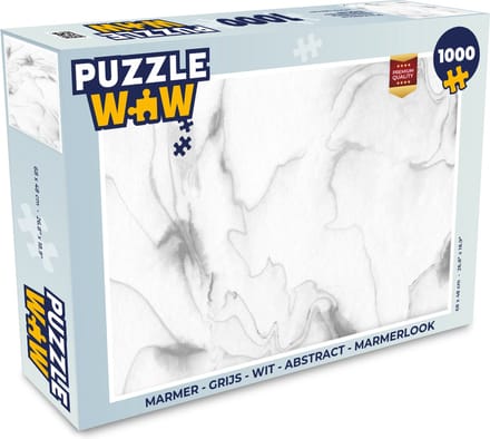 Puzzel Marmer - Grijs - Wit - Abstract - Marmerlook - Legpuzzel - Puzzel 1000 stukjes volwassenen