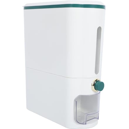 Rijstdispenser met grote capaciteit, luchtdichte rijstcontainer, rijstemmer met persbediening, graancontainer voor opslag. donkergroene kleur